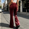 thumbnail image 3 of cocolona Womens Street High Waist Velour Pants Elastic Waist Straight Wide Leg Travel Pants with Pockets, 3 of 5