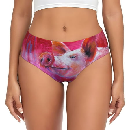 Womens Underwear - Pink Pig No Show Seamless Underwear for Women  Kawaii Soft Stretch Women s Panties  Hipster Ladies Panties Bikini Underwear Briefs