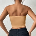thumbnail image 4 of Women's Crop Tube Tops Base Undershirt Summer Casual Going Out Blouses Off Shoulder Clubwear (L, Khaki), 4 of 4