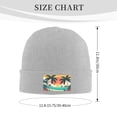 thumbnail image 3 of LNWH Knitted Acrylic Hat, Cartoon Tropical Beach Ocean Sunset Pattern Winter Beanie Hat for Cold Weather, Gray, 3 of 8