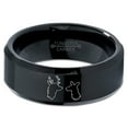 thumbnail image 2 of Tungsten Deer Staring Doe Love Engraved Band Ring 8mm Men Women Comfort Fit Black Beveled Edge Polished, 2 of 4