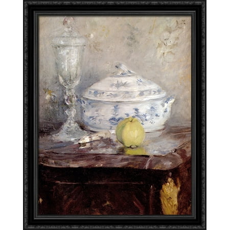- Tureen And Apple 28x34 Large Black Ornate Wood Framed Canvas Art by Berthe Morisot