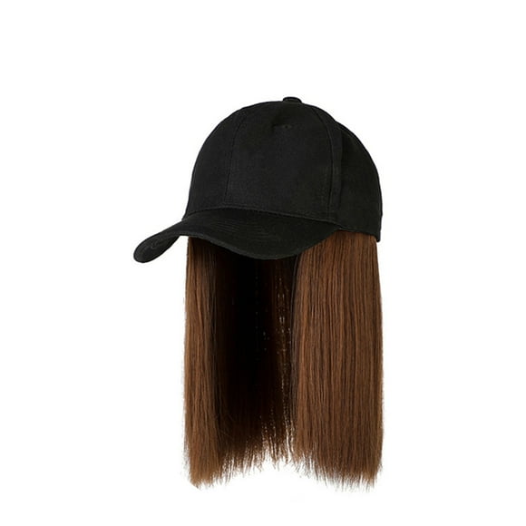 GDREDA Quick-Dry Cap for Running and Jogging Baseball Cap Hair Straight Hair Hairstyle Adjustable Wig Hat Attached Long Hair，C