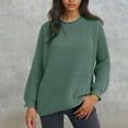 thumbnail image 4 of QUNYINEY Blue Women Sweaters Solid Cable Knit Crew Neck Pullover Tops Regular Long Sleeve Casual Sweaters, 4 of 5