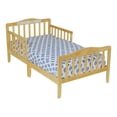 thumbnail image 3 of Toddler Bed, Classic Rubber Wood Kids Bed Frame w/Double Safety Guardrail for Kids Room, Sleeping Bedroom Furniture for Boys & Girls, Children Bed Fits Full Size Crib Mattress,Natural, 3 of 3