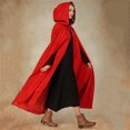 thumbnail image 5 of zfwon Cape Coat for Women Medieval Cloak Hooded Cape Poncho Open Front Cardigan Sweater Long Sleeve Knit Cloak Jacket Autumn Winter Warm Casual Boho Vintage Outerwear Coat Overcoat, 5 of 9
