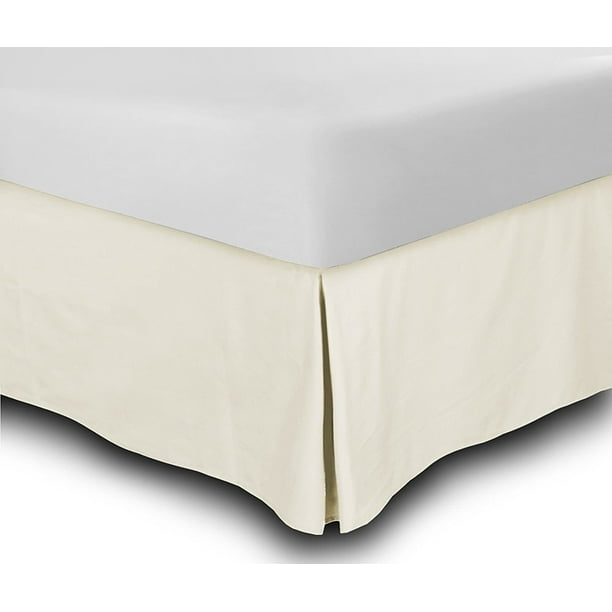 Bed Skirt (Full, White) Classic Tailored Hotel Quality Long Staple