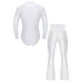 thumbnail image 2 of TiaoBug Mens Latin Tango Rumba Dance Outfit Long Sleeve Shiny Rhinestones Leotard with Flared Pants White XL, 2 of 7