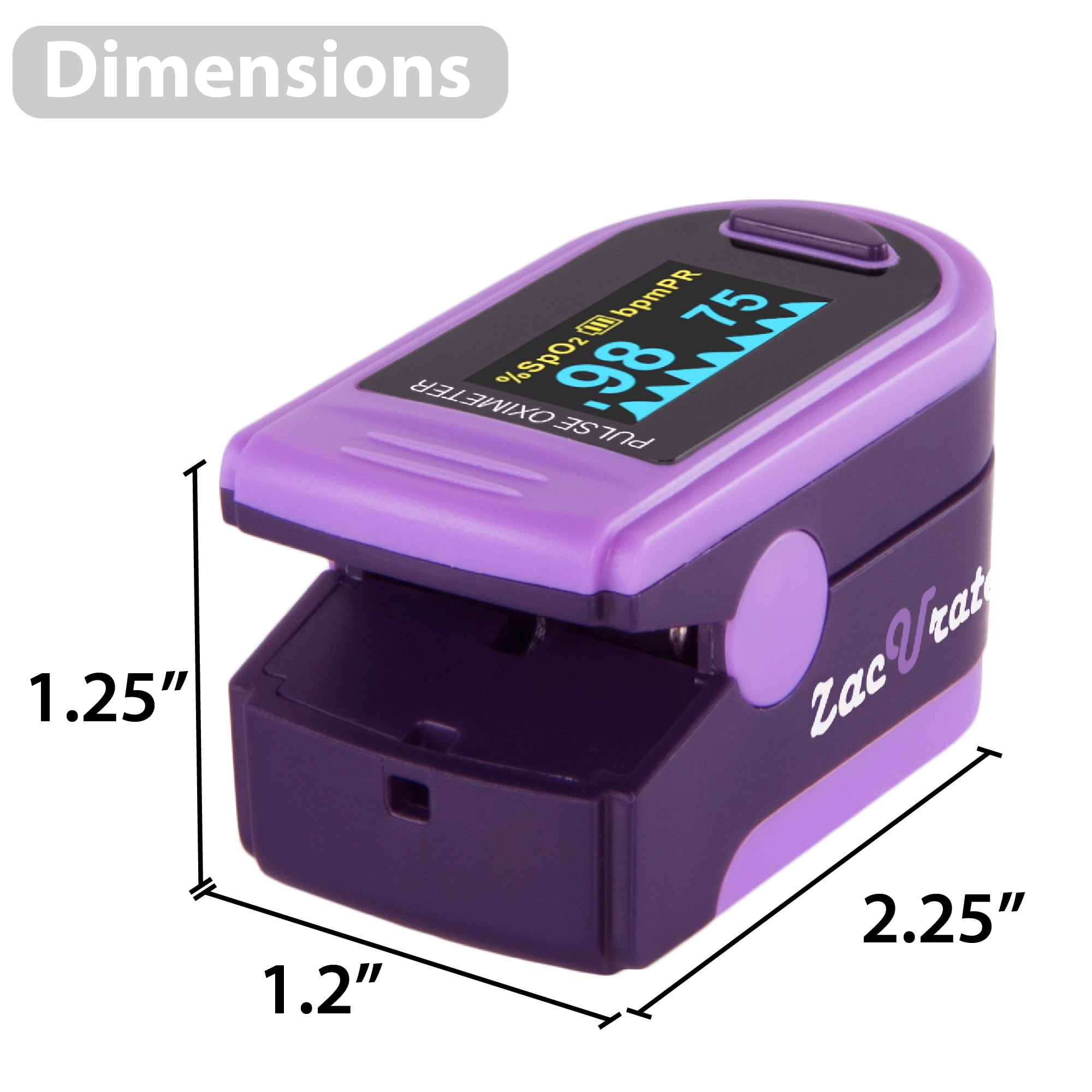 Zacurate 500E Fingertip Pulse Oximeter, Silicon Cover, Batteries & Lanyard (Royal  Purple)