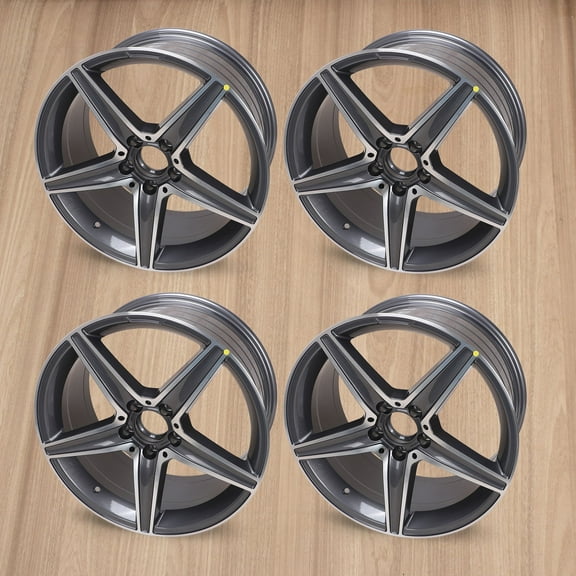 18" Wheel Rim 18x8.5-inch 5-Lug Machined Gray, for Mercedes Benz E300 E350 E400 E450 E500 Car Rims, 4 Count
