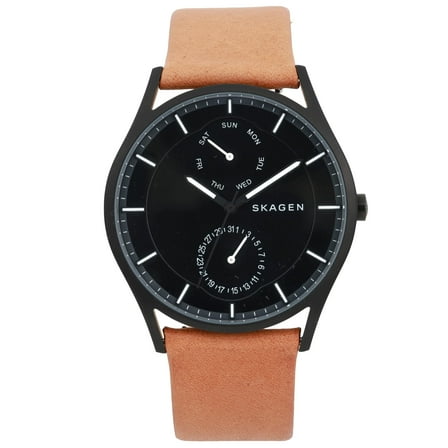 Skagen Holst Multifunction 40mm Black Dial & Brown Band Quartz Watch SKW6369