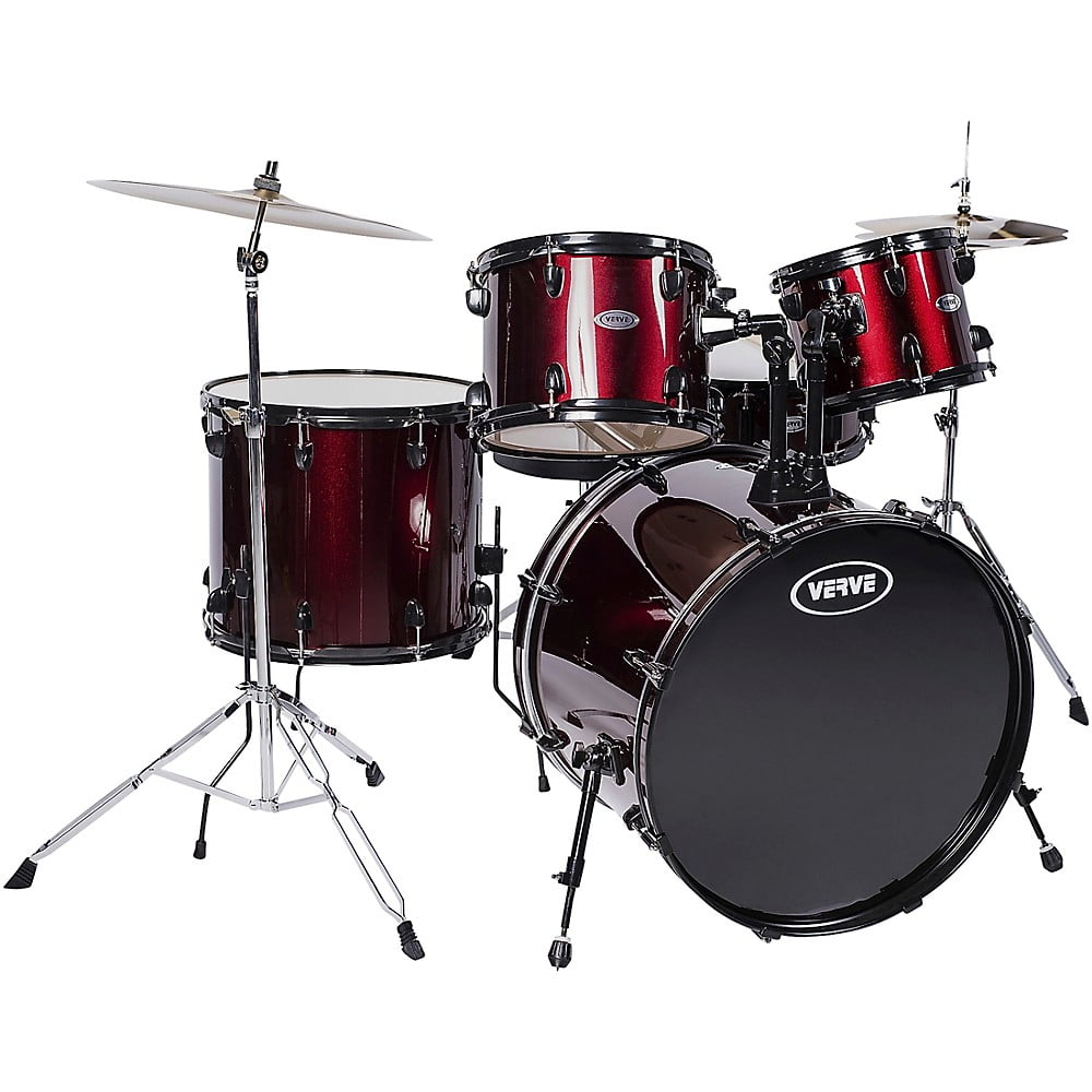 Verve 5Piece Drum Set with Cymbals and Throne Wine Red