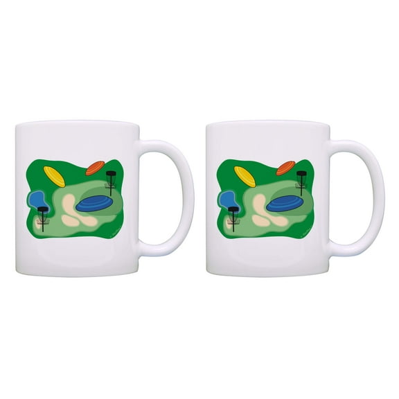 ThisWear Disc Golf Coffee Mug for Men Disc Golf Course 2 Pack 11oz Coffee Mug Set DiscGolf