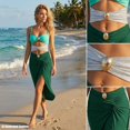 thumbnail image 2 of Women 2 Piece Swimsuit Cutout One Piece Bathing Suit with Wrap Cover Up Skirt Beach Vacation Swimwear, 2 of 8