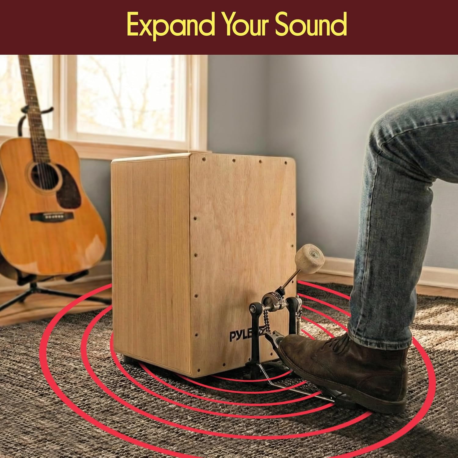 Pyle PCJD18 - Stringed Jam Cajon - Wooden Cajon Percussion Box