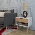 thumbnail image 2 of Pemberly Row Mid-Century Modern 1 Drawer End Table in White and Oak (Set of 2), 2 of 3