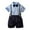 Blue, variant on Baby Boy Outfits Toddler Baby Boys Summer Gentleman Outfits Short Sleeve Striped Prints Dress Shirt and Suspenders Set Toddler Boy Outfits Blue 3 Months-6 Months