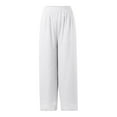 thumbnail image 4 of Hpapadks Casual Pants for Women High Waist Solid Float Flowy Beach Elastic Waist Wide Leg Chiffon Palazzo Pant Womens Slacks White L, 4 of 5