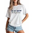thumbnail image 2 of Women's T-Shirt One Day At A Time Minimalism Blue Heart Short Sleeve Casual Tee Classic Crew Neck T Shirt for Women White, 2XL, 2 of 7