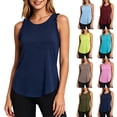 thumbnail image 2 of CBASIHI Womens Racerback Tank Tops with Ruffles- Workout Yoga Casual Quick Dry Lightweight Crew Neck Sleeveless Athletic Tops Navy Size S-3XL, 2 of 7