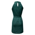 thumbnail image 4 of Dresses for Women Sequin Cocktail Party Bodycon Dress Women Sleeveless Halter Neck Glitter Midi Dress Color Green Size L, 4 of 5