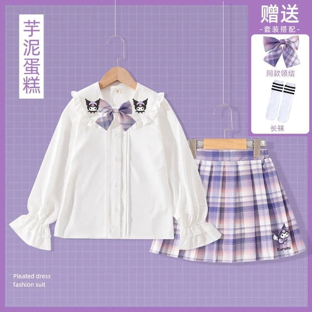 Sanrios Kuromi Cinnamoroll Melody Hellokittys uniforme Jk para niñas, de manga corta Camisa larga, figura de Anime, uniforme escolar, estilo Preppy
