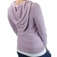 thumbnail image 3 of Ms Lovely Ultra Soft Women's Sleep and Lounge Zip-Up Sweatshirt with Hoodie - Pale Mauve Small, 3 of 4