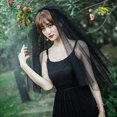 thumbnail image 4 of Velo de novia vintage Velo de cosplay de Halloween de malla multicapa esponjoso Negro, 4 of 7