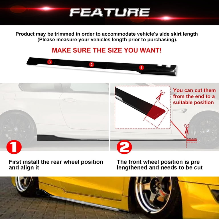 CARBON FIBER 86.6'' Side Skirts Extension Lip For Dodge Charger RT SRT