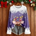 thumbnail image 2 of Tiweut Womens Christmas Sweaters Loose Fit Pullover for Cozy Yarn Long Sleeve Crewneck Tunic with Holiday Graphic Print Design Winter Wear Relaxed Fit Blouses,Purple,S, 2 of 3