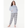 thumbnail image 2 of Joyspun Women’s Plush Hooded Top and Pants, 2-Piece Pajama Set, Sizes XS to 3X, 2 of 5
