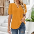 thumbnail image 2 of T Shirts For Women Womens Tops V Neck Tops Puff Short Sleeve T Shirt Pleated Floral Printed Tunic Blouse Shirts, 2 of 7