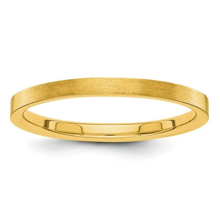 Roy Rose Jewelry 14K Yellow Gold 2mm Flat Satin Finish Wedding Band Ring Size 7