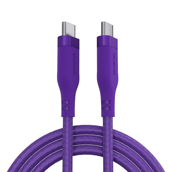 Powertek USB-C to USB-C Fast Charging Cable, 60W, 6 ft, Carbon Design Texture, Purple