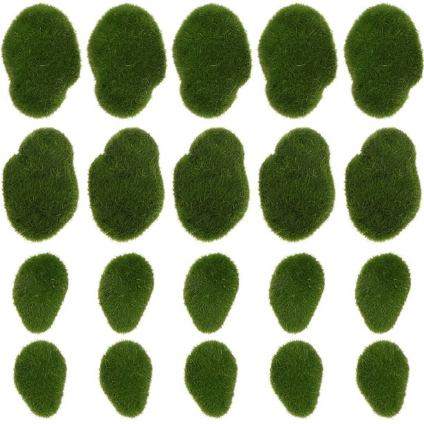 24 piezas de rocas de musgo artificiales, piedras de musgo de simulación para micropaisaje, bolas de musgo decorativas