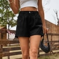 thumbnail image 5 of Nestiefly Womens Jean Shorts High Waisted Denim Shorts Stretchy Rolled Folded Hem Summer Casual Jorts with Pockets Black L, 5 of 6