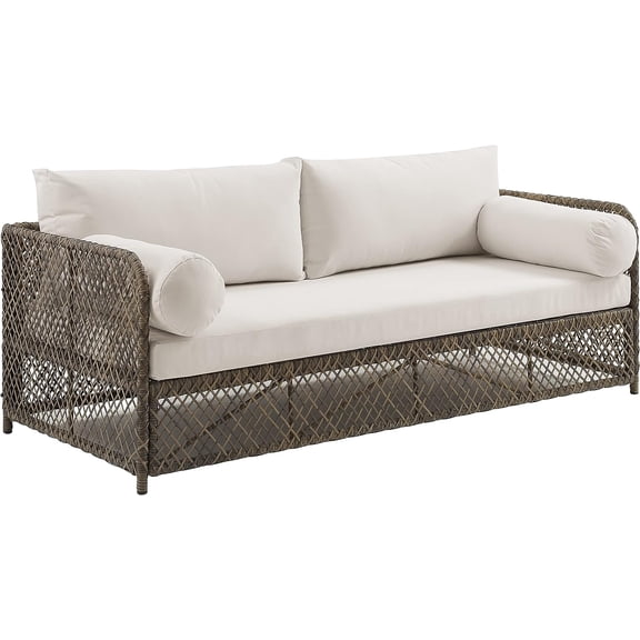 Crosley Furniture Granite Bay Fabric Outdoor Sofa in Cream White/Stone