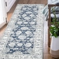 thumbnail image 1 of RUGKING Foldable Runner Rug 3'x8' Vintage Area Rug Non-Slip Rug Dark Blue Floral Print Indoor Rug for Kitchen Bathroom Etryway Bedroom Living Room, 1 of 5