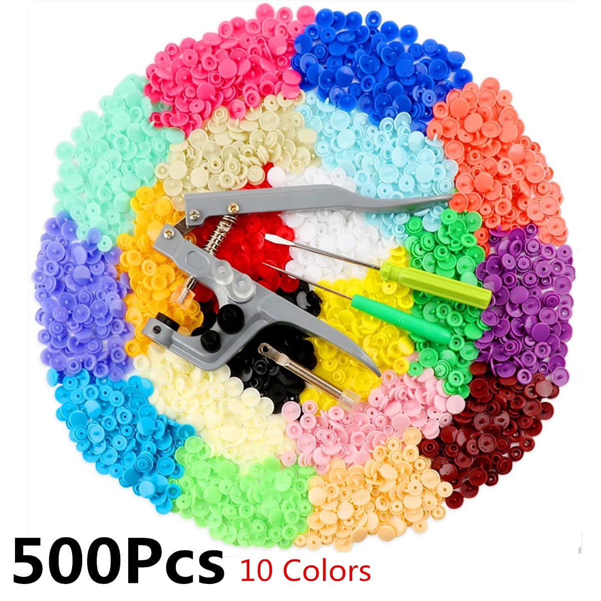 150 Sets 15 Colors Plastic Snap Buttons No-Sew T5 Folwer Shape Snaps with Organizer Storage Case 