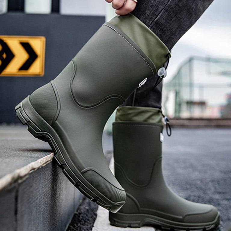 LIJCC Mens Rain Boots Stylish Mid-Tube Water Boots  display picture 3