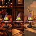 thumbnail image 3 of Stained Glass Witch Hat Lamp,Handcrafted Retro Resin Witch Lamp,USB Powered Gothic Wizard Hats with Sun and Star Details for Bedroom, Shelf and Halloween Decor, 3 of 8