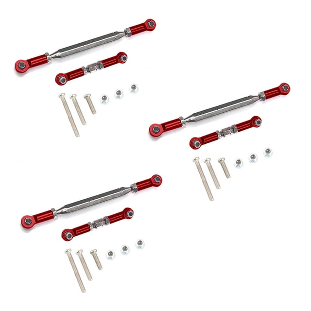 3X Lien de Direction Réglable en Métal pour MN D90 D99 MN-90 -45 1/12 RC Voiture Crawler, Rouge