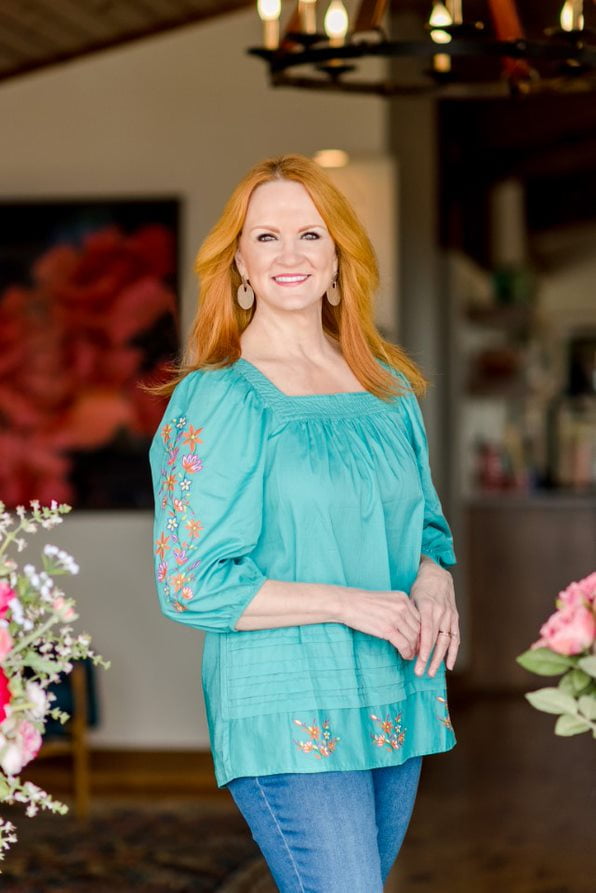 The Pioneer Woman Square Neck Embroidered Blouse, Women's