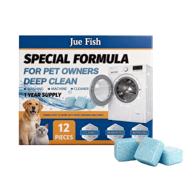 12pcs Washing Machine Cleaning Tablets For Stains, Hair Paint Odors, Dog