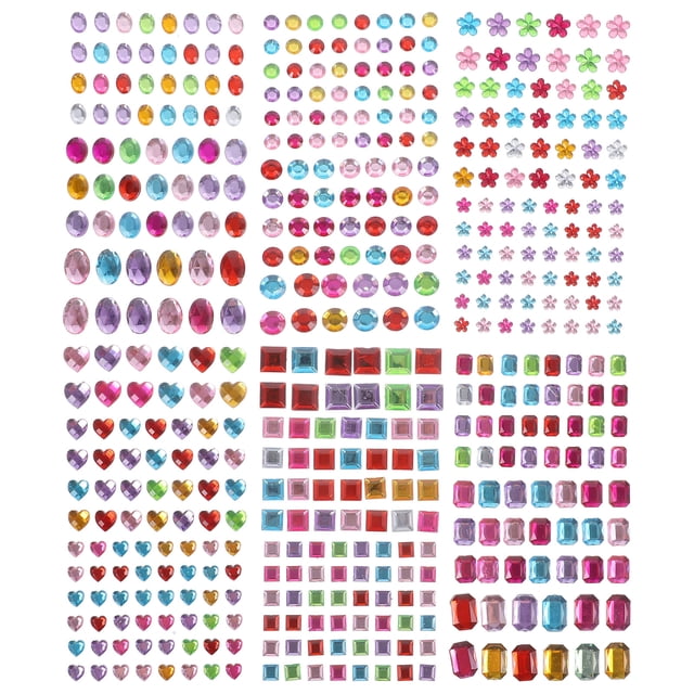 KAKOWELY 12 hojas de gemas faciales, decoración de diamantes de imitación, gemas de maquillaje, diamantes de imitación autoadhesivos, gemas faciales adhesivas