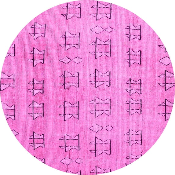 Ahgly Company Indoor Round Abstract Pink Modern Area Rugs, 5' Round