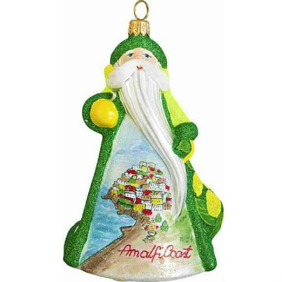 Glitterazzi Amalfi Coast Italy Santa Polish Glass Christmas Ornament Decoration