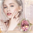 thumbnail image 2 of zttd fashion pink egg shaped rhinestone ring diamond wheel ring elegant rhinestone ring women fashion full diamond zircon rings for women size 5 11, 2 of 7