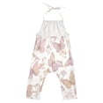 thumbnail image 3 of Girls' Jumpsuits Rompers Summer Casual Sleeveless Rompers With Pockets Spaghetti Strap Romper Delicate Butterflies and Flowers 5T, 3 of 7