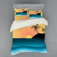 thumbnail image 2 of Tropical Duvet Cover Set, Summer Sun Above the Sea by Island Coconut Tree Forest Sunset Horizon Panorama, Bedding Set with Shams and Fitted Sheet, 3 Sizes, by Ambesonne, 2 of 3